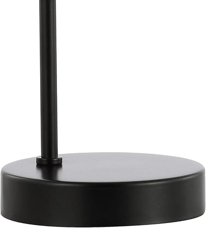 JONATHAN Y 18.25" Black Arco Arched Iron and Glass Globe LED Table Lamp, Minimalist Mid-Century Modern Desk Lamp for Living Room Bedroom, White Glass Shade, LED Bulb Included JYL6010A