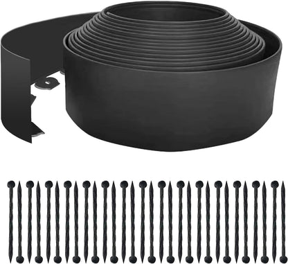 No Dig Garden Edging 33 FT Landscape Edging Extra Tall 4IN High, Landscape Edging with 30 Spikes, Flexible Lawn Edging for Landscaping Flower Beds Yard Pathway (Black)