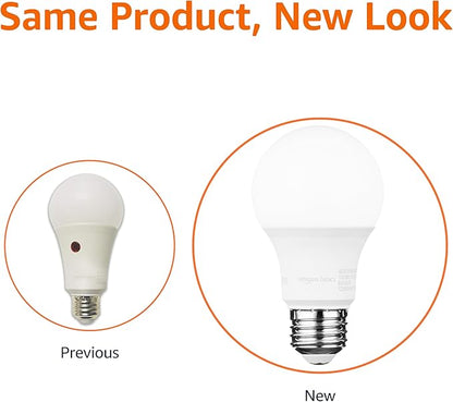 Amazon Basics A19 Dusk to Dawn Sensor LED Outdoor Light Bulb, 60W Equivalent, Energy-Efficient 9W, Daylight White, 5000K, E26 Base, 10,000 Hours, 6 Count (Pack of 1)