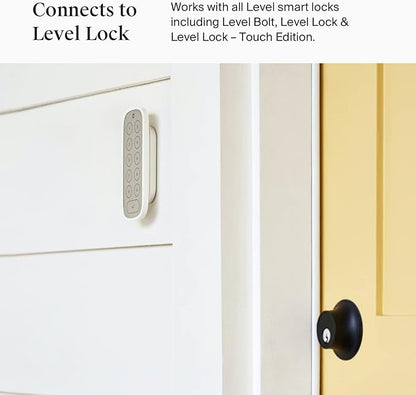 Level Keypad - Compatible with Any Level Lock or Bolt - Weatherproof with LED Backlight - Bluetooth-Enabled Door Lock Accessory for Keyless Entry (White)