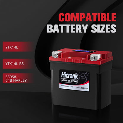 YTX14L-BS (GYZ16HL) Lithium 12V 8Ah 480CCA LiFePO4 Motorcycle Battery, Powersports Battery for Honda KTM Yamaha Harely, Fit ATV, UTV, Scooter, Motocross, 4 Wheeler, Quad, Riding Lawn Mower