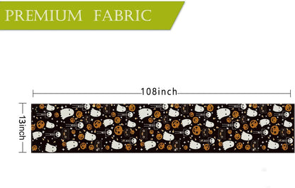 GAGEC Halloween Table Runner Black Cat Pumpkins Seasonal Kitchen Dining Table Home Outdoor Party Decorations (13'' x 108'')