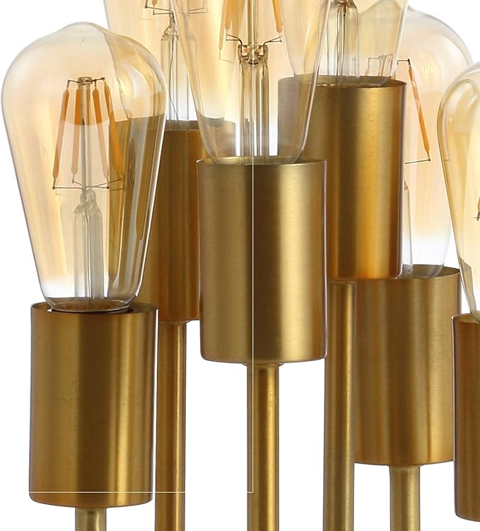 JONATHAN Y 13.5" Brass Gold 7-Light Modern Metal and Resin Accent Lamp, Mid-Century Cluster Table Lamp with Marble Base for Living Room, Bedroom, LED Bulbs Included JYL1060A