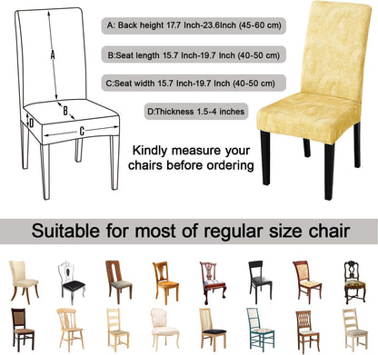 JQinHome Pattern Chair Covers for Dining Room Set of 6, High Stretch Removable Washable Parsons Chair Slipcover for Home Party Hotel Wedding Ceremony (Quicksand Beige,6PCS)