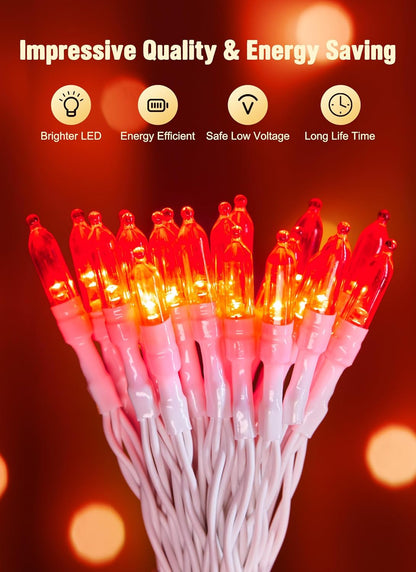 Battery Operated Christmas String Lights, 8ft 20 LED Mini Lights with Timer, Christmas Tree Lights for Indoor Outdoor Bedroom Wedding Party Holiday Xmas Decoration，Red