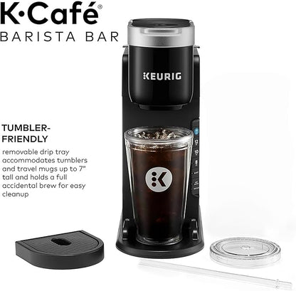 Keurig K-Café Barista Bar Single Serve Coffee Maker, with 3 Brew Sizes, Hot and Cold Brew Capabilities, 2oz Coffee Shot Button, Black (Renewed)
