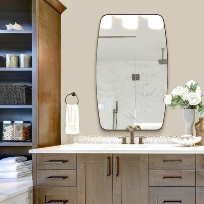 ANDY STAR Gold Oval Mirrors for Bathroom, Large 24x36’’ Brushed Gold Metal Framed Oblong Wall Mirror, Modern Brass Vanity Mirror in Stainless Steel Frame Wall Mount Horizontal or Vertical