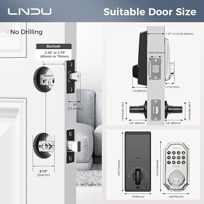 Keyless Entry Door Lock, Smart Deadbolt Lock with Handleset D180 & D280 (Keypad & Leveler)