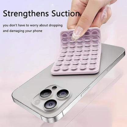 Silicone Double-Sided Suction Phone Grip Detachable Mount - Car Dashboard/Shower Phone Holder, Hands-Free For Selfies & Videos, ASMR- iphone & Android Compatible (Large, Baby Pink+Purple)
