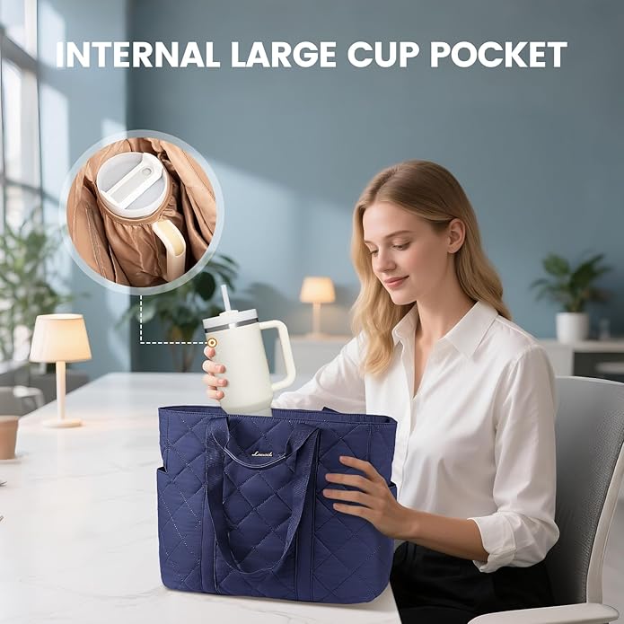 LOVEVOOK Tote Bag for Women,Light Puffer Tote Bag with Multi-pockets,Stylish Carry on Laptop Bags for Daily,Travel,Work,Gym | with Multi-pockets, Stylish, Carry on, for Daily, Travel, Work