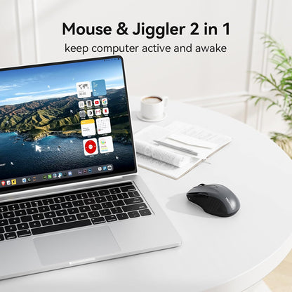 TECKNET Rechargeable Jiggler Wireless Mouse (BT5.0/3.0 & 2.4G) 4800 DPI Silent USB A & Bluetooth Mouse 6 Buttons, Wide Compatibility - Grey
