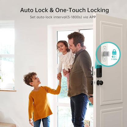 WiFi Smart Door Lock Set: Hornbill Keyless Entry Door Lock Deadbolt with Handle Set Fingerprint Front Door Lock with 2 Knobs Alexa Bluetooth Remote Code Auto Lock for Home Hotel Security Black