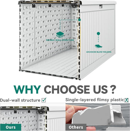 YITAHOME 260 Gallon Extra Large Deck Box, Double-Wall Resin Outdoor Storage Box with Flexible Divider for Patio Cushions Pool Supplies Garden Tools, 1000lbs Load Capacity, Lockable&Waterproof (White)