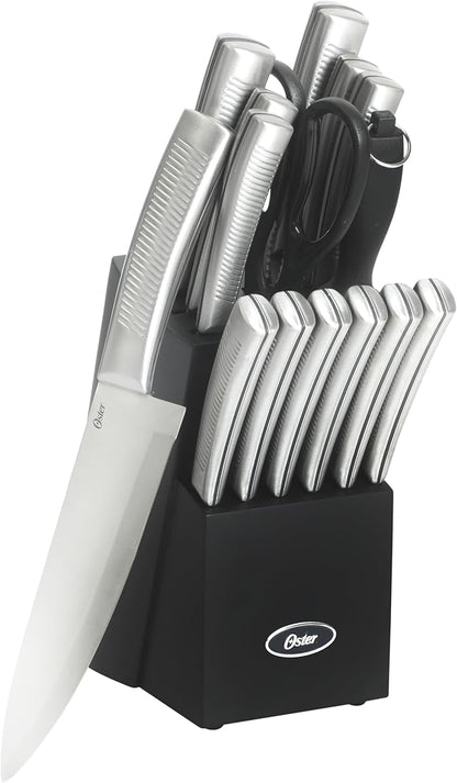 Oster Eddington 16 Piece Stainless Steel Kitchen Knife Block Set With Textured Good Grip Handles