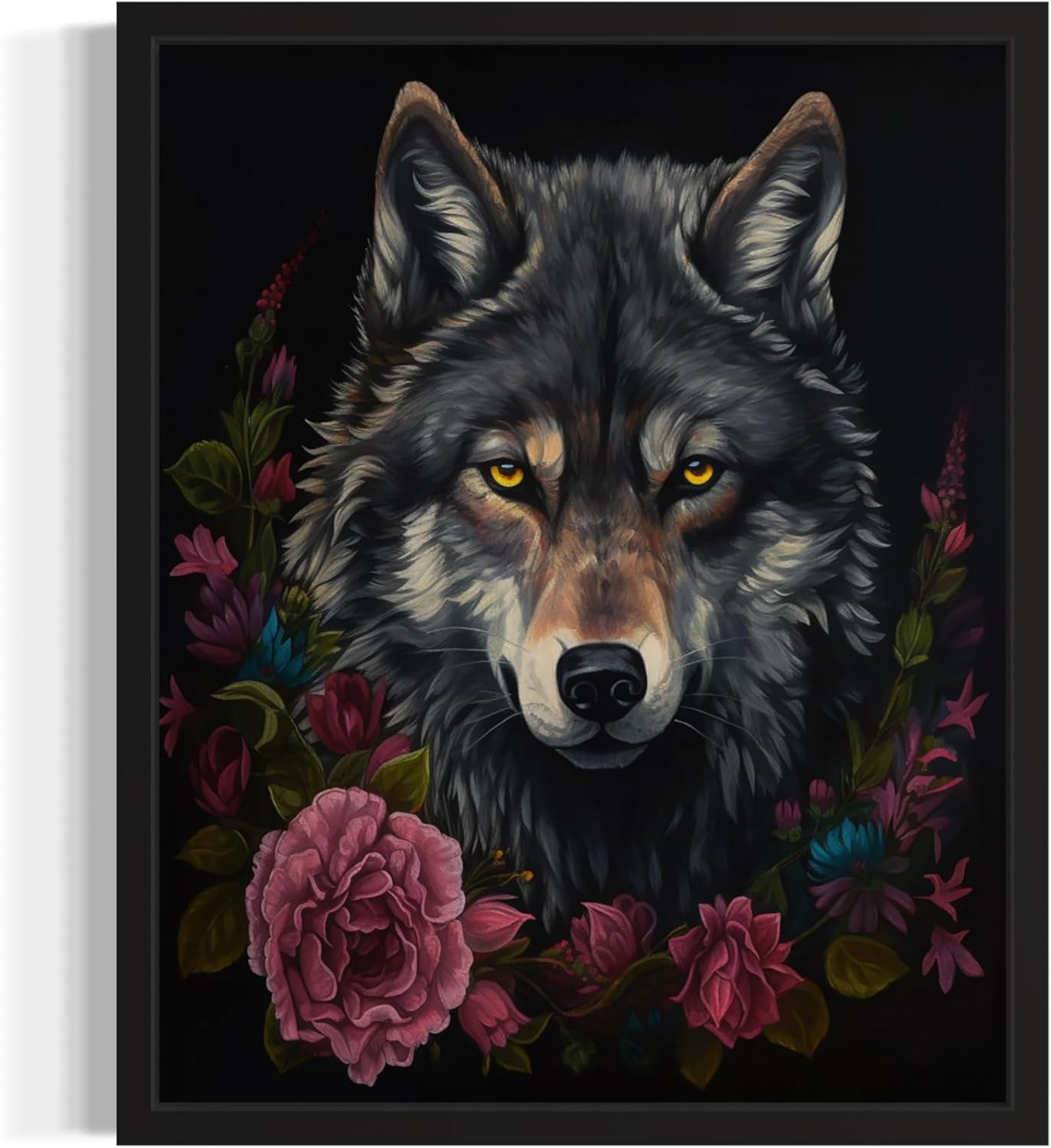 Vintage Wolf Poster Art Print, Halloween Scary Wall Art Academia Spooky Painting Decoration for Horror Prints, Gothic Posters Bedroom Decor 89 (Vintage Wolf, 11 x 14 inches, Black Frame)