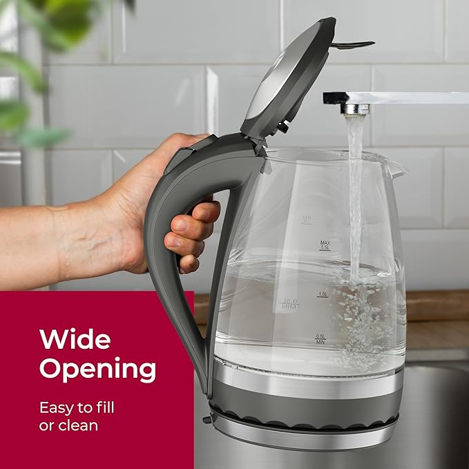 MuellerLiving Glass Kettle 1.5L 1500W LED Light Electric Tea Kettle Automatic Shut-Off with SpeedBoil Tech and Boil-Dry Protection (Pack of 2)