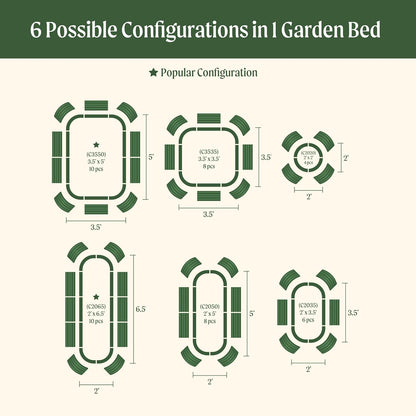 Vego garden 32" Extra Tall Raised Garden Bed Kits, 6 in 1 Modular Raised Planter Box for Vegetables Flowers Fruits Oval Metal Raised Garden, Sky Blue