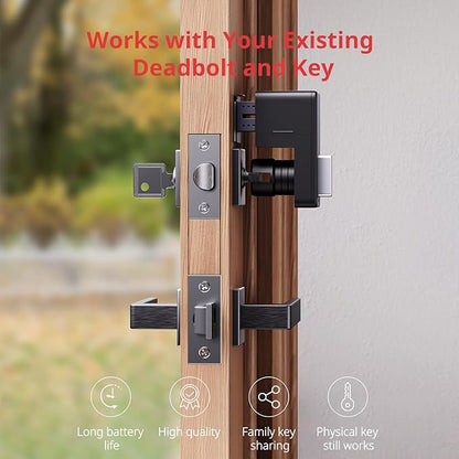 SwitchBot Smart Lock, Bluetooth Electronic Deadbolt Keyless Entry Door Lock for Front Door, Compatible with WiFi Bridge (Sold Separately), Fits Your Existing for Airbnbs Vacation Rentals