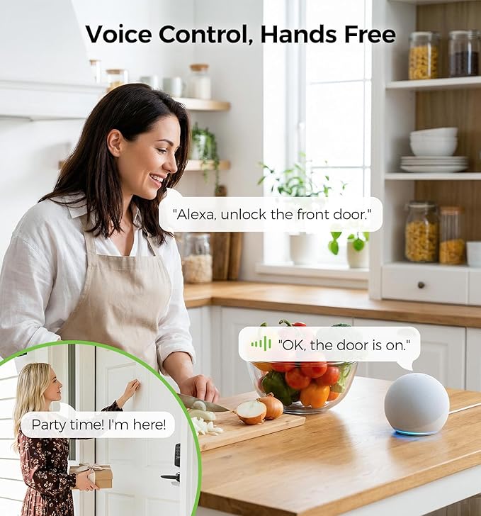 Wi-Fi Smart Locks for Front Door with 2 Lever Handle Set,App Control,Keyless Entry Deadbolt for Front Door with Auto Lock,Electronic Digital Keypad,Remote Control,Voice Unlock,Waterproof,Black