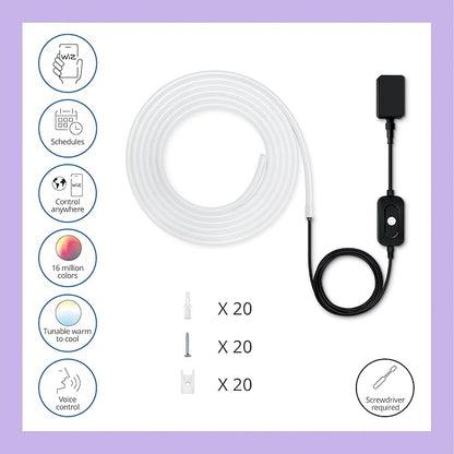 WiZ Connected 16 ft Outdoor LED Light Strip Base Kit with Plug - Flowing Multicolor LED Color-Changing Light Strip For Your Smart Home - Control App - Works with Voice