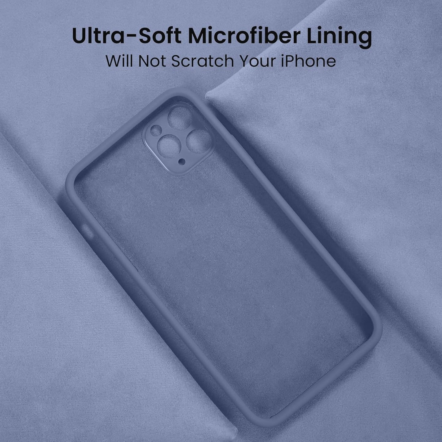 FireNova Designed for iPhone 13 Pro Case, Silicone Upgraded [Camera Protection] Phone Case with [2 Screen Protectors], Soft Anti-Scratch Microfiber Lining Inside, 6.1 inch, Lavender Gray