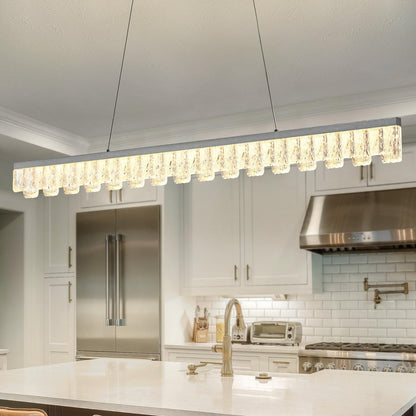 Modern Pendant Lights Kitchen Island, 50" Minimalist Dimmable LED Linear Light Fixture Silvery Gray Aluminum Bar Lights Hanging for Dining Room, Kitchen, Restaurant, Living Room