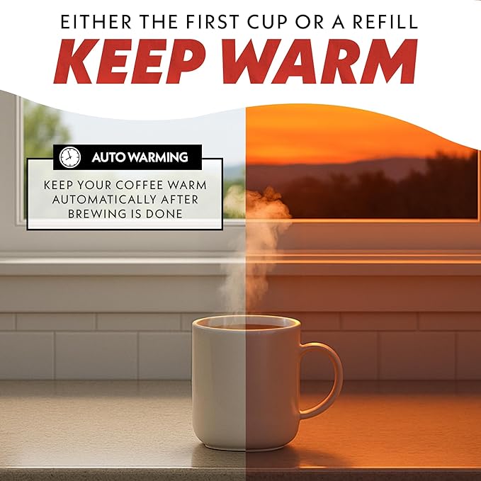 Gourmia Coffee Maker – 5 Cup, One-Touch Brew, Pause & Serve, Automatic Keep Warm, Stainless Steel Accents, Black
