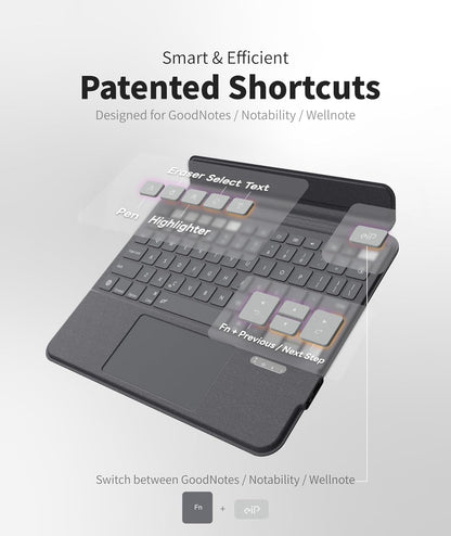 EIP Magnetix Keyboard Case for iPad (A16) 11th/10th Generation (2025/2022), with Patented Stylus Shortcuts, Protective, Adjustable Hinge Stand, Detachable Case, 7 Color Backlight