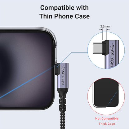 USB C to USB C Cable 3.1 Gen 2 [3.3ft 2 Packs], 100W USBC Cables PD Fast Charging Cable, SuperSpeed 10 Gbps 90 Degree 4K Monitor Video Output Data Cable Compatible for iPhone 15Pro/15ProMax