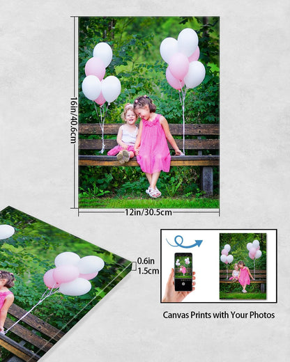 AbcCustomize Canvas Prints with Your Photos, Personalized Photo To Canvas Print for Bedroom, Living Room, Farmhouse Office Decor,Custom Canvas Wall Art for Gifts & Keepsakes, Ready to Hang