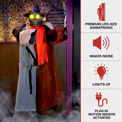 Haunted Hill Farm Life-Size Animatronic Coatrack Monster by Tekky Halloween Decoration with Motion-Activated Sounds