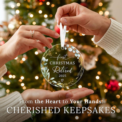 HEXMOZ Retirement Gifts for Women, Men 2025 - First Christmas Retired Ornament 2025 - Retired Gift for Coworker, Boss, Employee, Teacher, Nurse, Woman, Man - Acrylic Ornament Keepsake