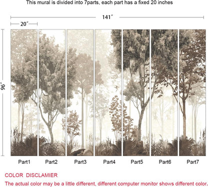Vintage Forest Wallpaper Nature Wall Mural Wallpaper for Bedroom Living Room (Not Peel n' Stick)