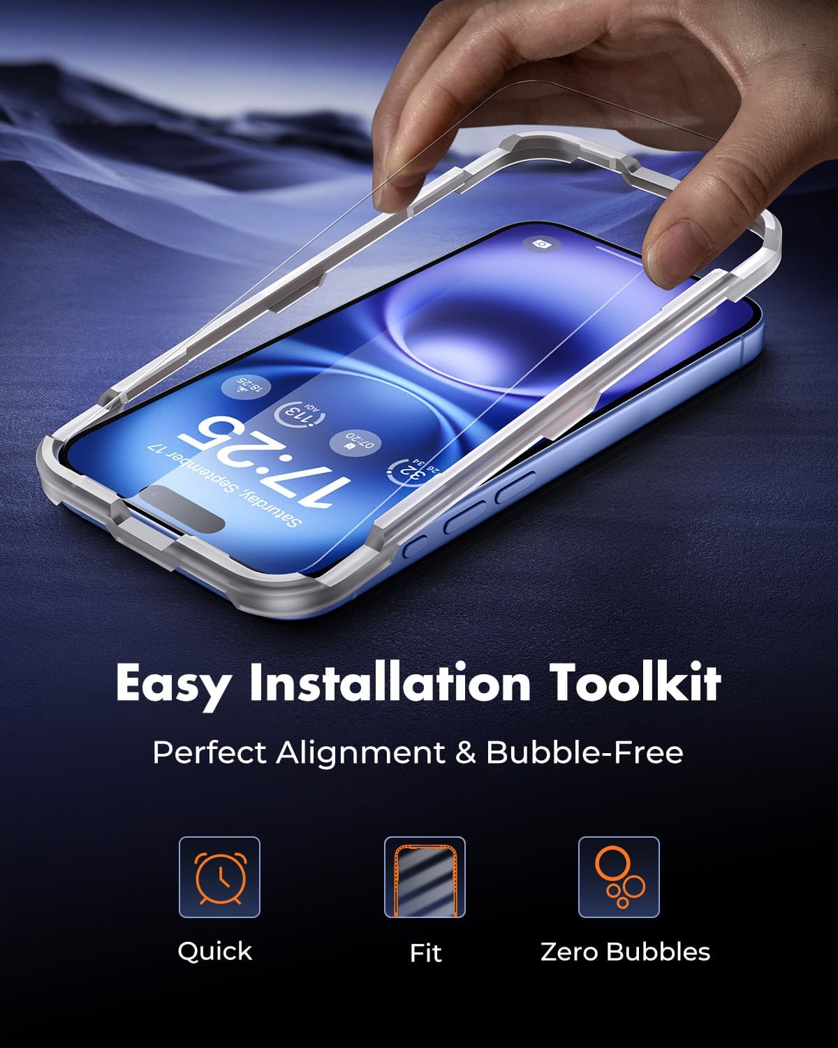 UNBREAKcable 3-Pack Screen Protector for iPhone 16, Double Shatterproof Tempered Glass [Easy Installation Frame] [9H Hardness] [99.99% HD Clear] [Case Friendly] for iPhone 6.1 inch