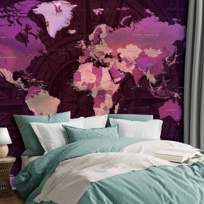 artgeist Wall Mural World Map 173x124 in - Peel and Stick Self-Adhesive Wallpaper Removable Large Sticker Foil Wall Decor Print Picture Image Design Map of The World k-A-0273-a-a