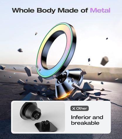 VICSEED Fit for MagSafe Car Mount [Colorful Gradient] Magnetic Phone Holder for Car Dashboard [Lasting & Never Fall] All Metal Sturdy Phone Mount for Car Dash Fit iPhone 16 Pro Max 15 14 13 12 Samsung