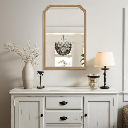 WallBeyond Wood Bathroom Mirrors for Wall Mounted, 24" x 36" Rustic Wood Frame Wall Mirrors Decorative for Living Room or Bedroom Vanity Mirror (Natural Color)