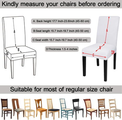 JQinHome 6 Pcs Dining Chair Slipcover,High Stretch Removable Washable Chair Seat Protector Cover for Home Party Hotel Wedding Ceremony (White)