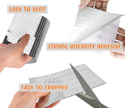 Disco Mirror Tiles,7200 Pcs Self-Adhesive Glass Mini Square Mosaic Tiles/Stickers for DIY Craft Decoration,5 x 5 mm