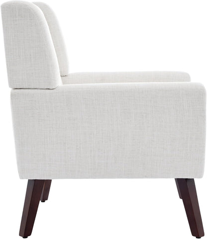 UIXE Accent Chair, Fabric Upholstered Armchair for Living Room, Comfy Arm Chair Single Sofa Bedroom Side Reading Seat - Flax Beige