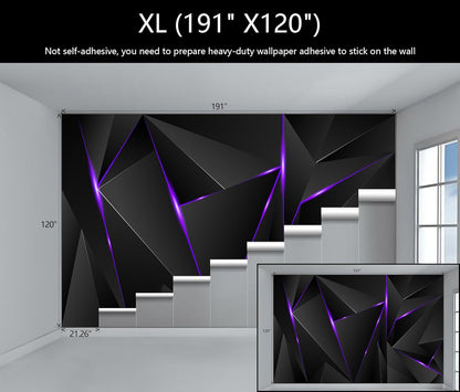 WFBHUA-3d Black Geometric Wallpaper Purple Lines Large Background Wall Mural for Bedroom Living Room (No Peel and Stick)