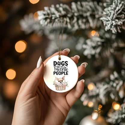 Chihuahua Ornament, Chihuahua Ornaments for Christmas Tree, Chihuahua Gifts for Women, Dogs are My Favorite People Chihuahua Ceramic Ornaments, Floral Chihuahua Decorative Hanging Ornament