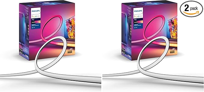 Philips Hue Play Gradient 65" Smart TV Light Strip,Flowing Color-Changing LED Strip Lights,Multicolor TV Backlight Sync with Music&Gaming,Requires Bridge&Sync Box,Control with App&Voice,(Pack of 2)