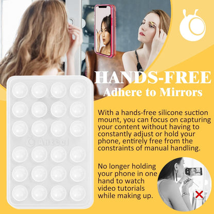 Anteel Medium-Sized Silicone Suction Phone Case Adhesive Mount, Enhanced Suction Power and Upgraded Thickened Sticky Phone Grip, Durable, Hands-Free Sticky Phone Holder, 2.28"x3.46" (Black)