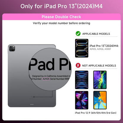 Transparent Case with Keyboard for 2024 iPad Pro 13 inch (M4), iPad Pro 13,7-Color Backlit,Magic Wireless Keyboard, 360°Rotating,Multi-Touch trackpad,Pencil Holder,with Shortcuts,Pink