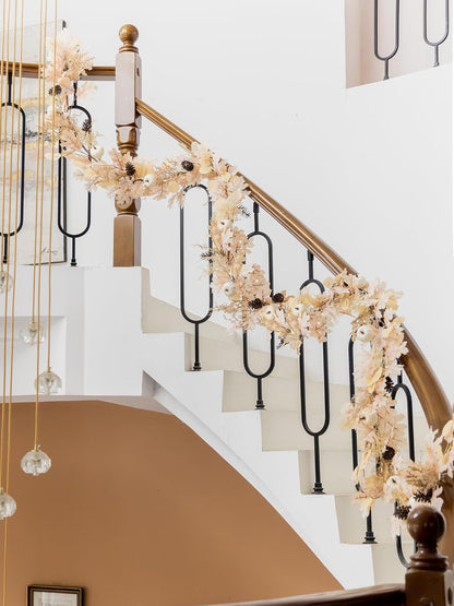 MISSPIN 6FT Boho Fall Garland, Fall Decor Autumn Maples Leaf Garland for Autumn Decor Hanging Vine for Halloween Thanksgiving Home Wedding Fireplace Party Christmas(Beige)