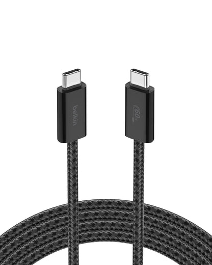 Belkin USB C to USB C Cable, 6.6ft, 60W - Type C Charger, iPhone Charger Cord, Soft, Braided, Flexible for iPhone 16, Galaxy S25, Pixel 9, Airpods, iPad Pro, Tablet & More, Travel Essentials - Black