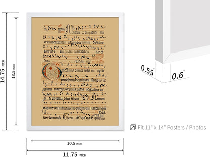 Poster Master Vintage Hymnal Poster - Retro Music Print - Gift for Artist, Friend - Graduale Aboense, Gregorian Chant Manuscript, Score - Wall Decor for Living Room, Bedroom, 11x14 White Framed