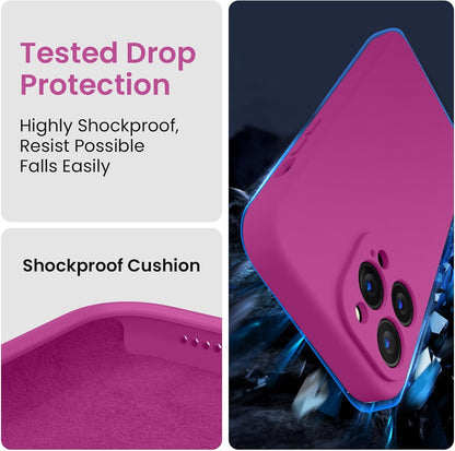FireNova Designed for iPhone 13 Pro Case, Silicone Upgraded [Camera Protection] Phone Case with [2 Screen Protectors], Soft Anti-Scratch Microfiber Lining Inside, 6.1 inch, Shocking Pink