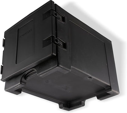 Carlisle FoodService Products Insulated Food Pan Carrier, Holds 7 Sheet Pans (Sold Separately), Front-Loading Cateraide with Handles, Rugged PE Shell with PU Insulation, Black
